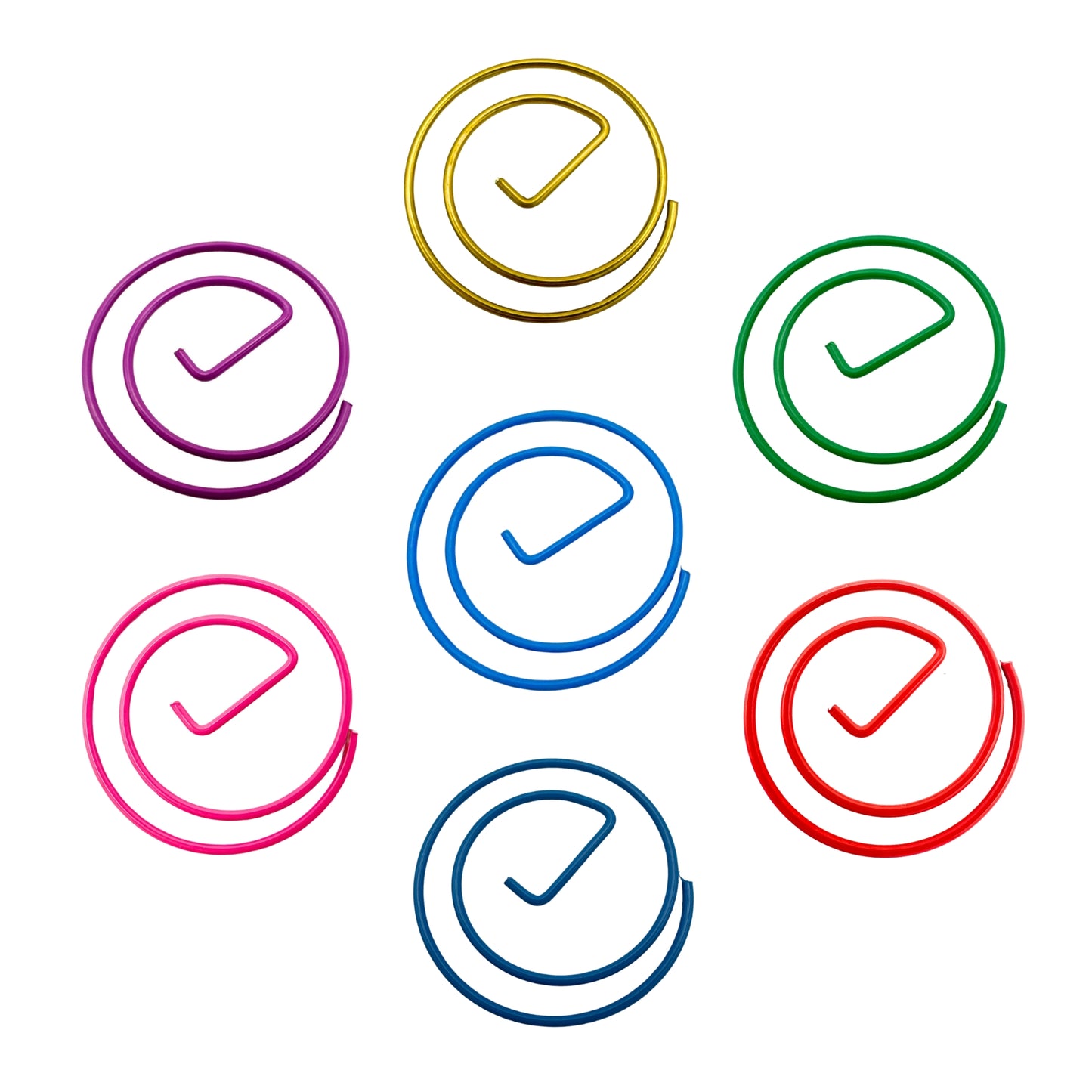 Check Mark Paper Clips – 50 Pack | Zolorboard | Cute Spiral Paper Clips for Productivity & Planning | 7 Colors: Red, Hot Pink, Berry Purple, Sky Blue, Go Green, Navy, Gold