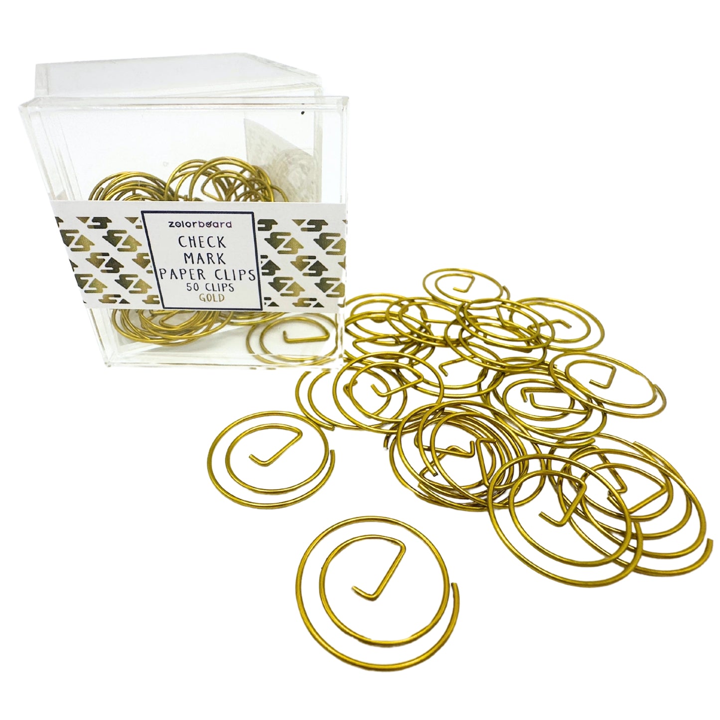 Check Mark Paper Clips – 50 Pack | Zolorboard | Cute Spiral Paper Clips for Productivity & Planning | 7 Colors: Red, Hot Pink, Berry Purple, Sky Blue, Go Green, Navy, Gold
